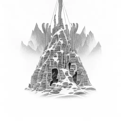 2d undergound Cave dungeon mineshaft tattoo design idea