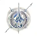 poseidons trident with waves around it tattoo design idea