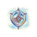 poseidons trident with waves around it tattoo design idea