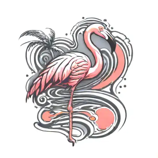 Flamingo standing tattoo design idea