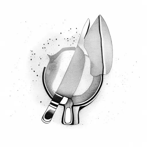 A dotwork tattoo of a chef's knife and fork crossed over a mixing spoon, with a cocktail shaker in the background tattoo design idea