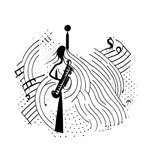 musician woman with saxophone tattoo design idea