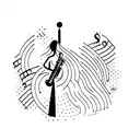 musician woman with saxophone tattoo design idea