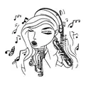 musician woman with saxophone tattoo design idea