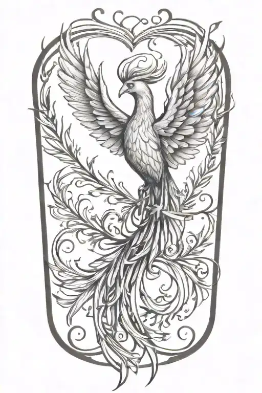 phoenix with one wing high and the other low tattoo design idea