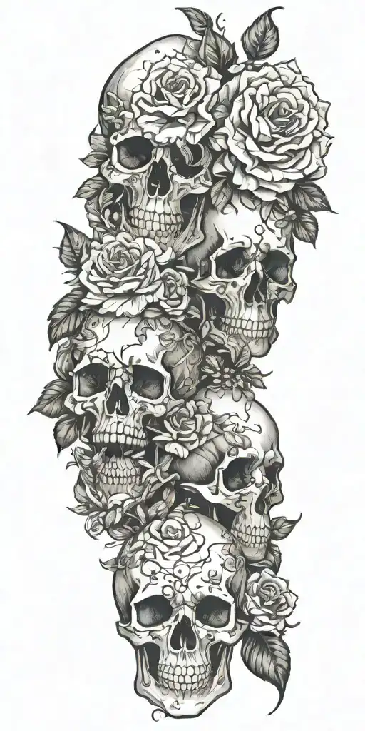 nature skulls flowers tattoo design idea