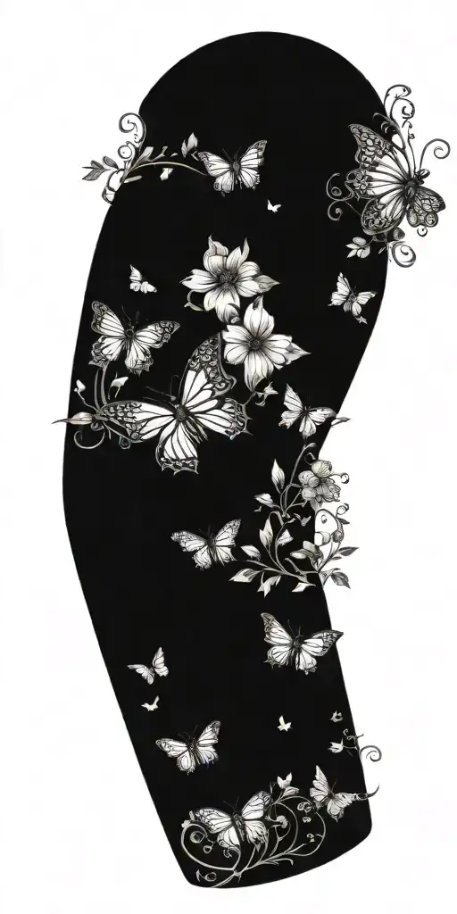 nature flowers butterflies tattoo design idea