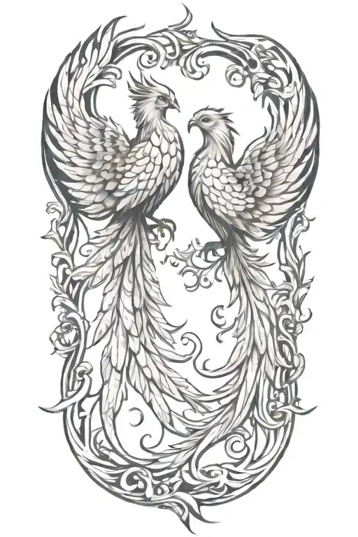 phoenix with one wing high and the other low tattoo design idea