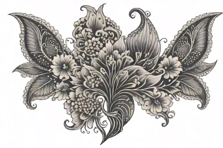 Floral Arangement in shape on a vulva tattoo design idea