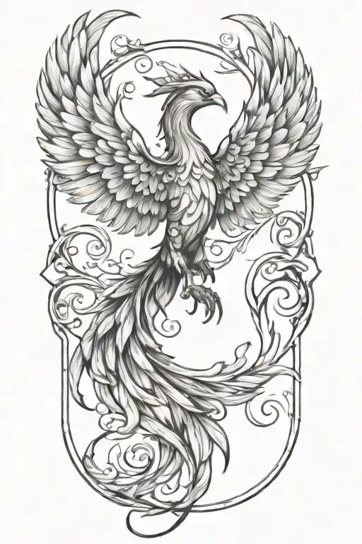 phoenix with one wing high and the other low emerging  tattoo design idea