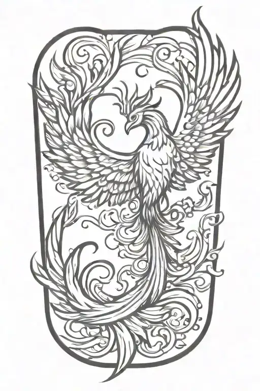 phoenix with one wing high and the other low tattoo design idea