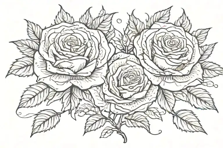 stencil-two-roses-side-by-side-with-leaves-and-tattoo-blackink-ai