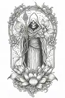 grim reaper lotus tattoo design idea