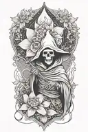 grim reaper lotus tattoo design idea