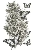 Roses and butterflies  tattoo design idea