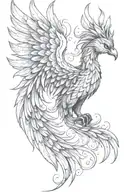 phoenix facing right with wing above head tattoo design idea