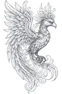 phoenix facing right with wing above head tattoo design idea