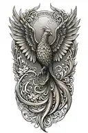 Phoenix with wings above head tattoo design idea