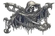 Grim Reaper wrapped in chains holding a scythe  tattoo design idea