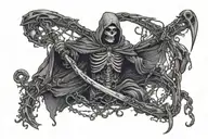 Grim Reaper wrapped in chains holding a scythe  tattoo design idea