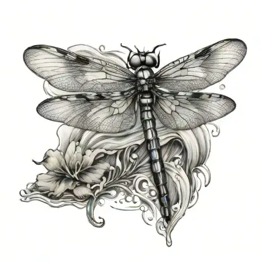 dragonfly with water tattoo design idea