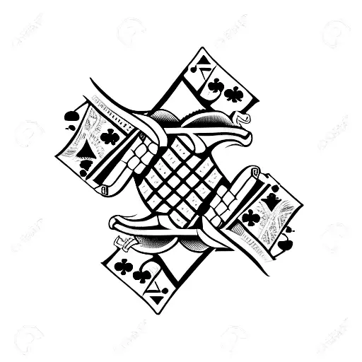  bow and arrow as a poker card tattoo design idea