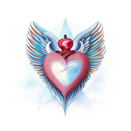 heart and wings tattoo design idea