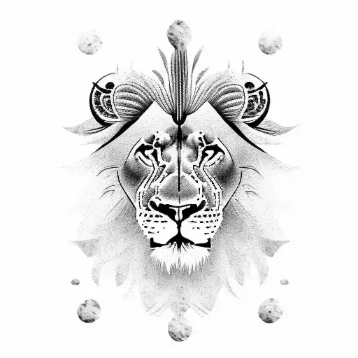 African Lion integrated with a Dutch Windmill tattoo design idea