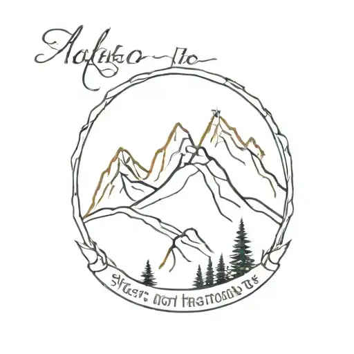 Alaska mountains with phrase "She's not afraid to die, all her friends call her Alaska"  tattoo design idea