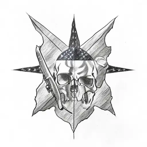 Texas Flag Skull tattoo design idea