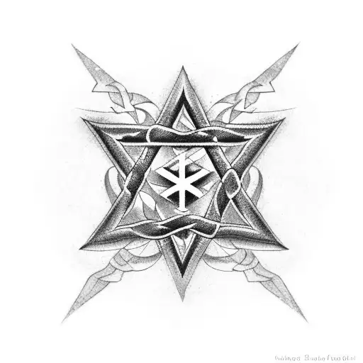 Spanish International Three Pointed Star With Roman Numeral On bottom XI  tattoo design idea