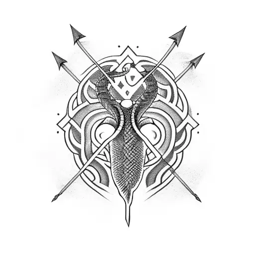 Dead Snake Cut In Three With A Row of Three Arrows On Top of Snake tattoo design idea