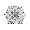 Spanish International Three Pointed Star With Roman Numeral On bottom XI  tattoo design idea