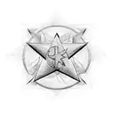 Spanish International Three Pointed Star With Roman Numeral On bottom XI  tattoo design idea