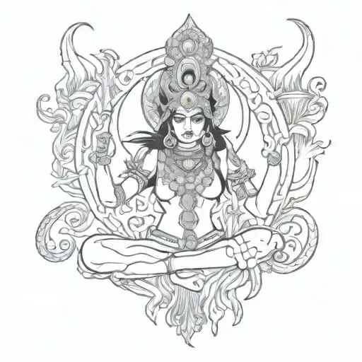 goddess Kali drunk from blood  tattoo design idea