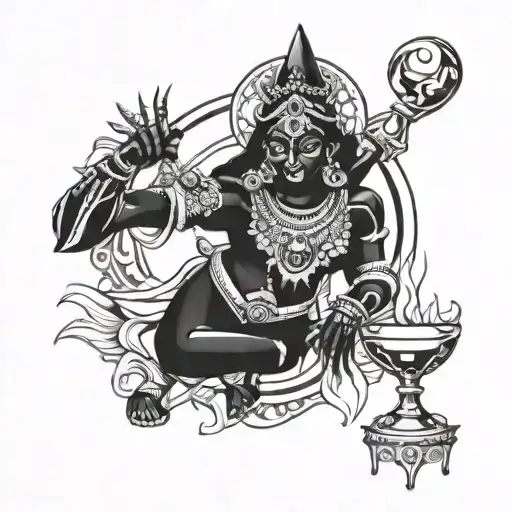 goddess Kali drunk from blood  tattoo design idea