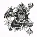 goddess Kali drunk from blood  tattoo design idea