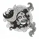 goddess Kali drunk from blood  tattoo design idea