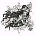 goddess Kali drunk from blood  tattoo design idea