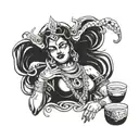goddess Kali drunk from blood  tattoo design idea