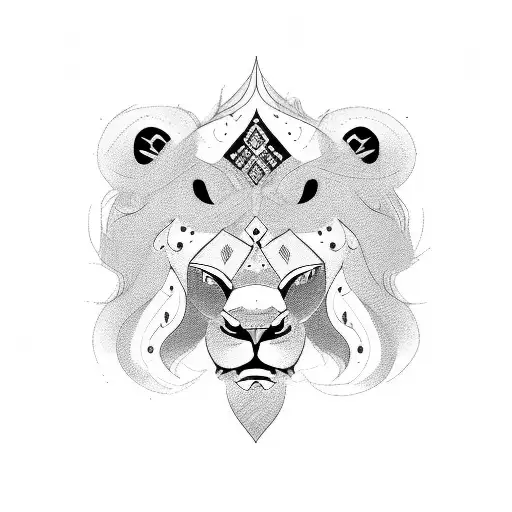 Lion, 3 cubs tattoo design idea