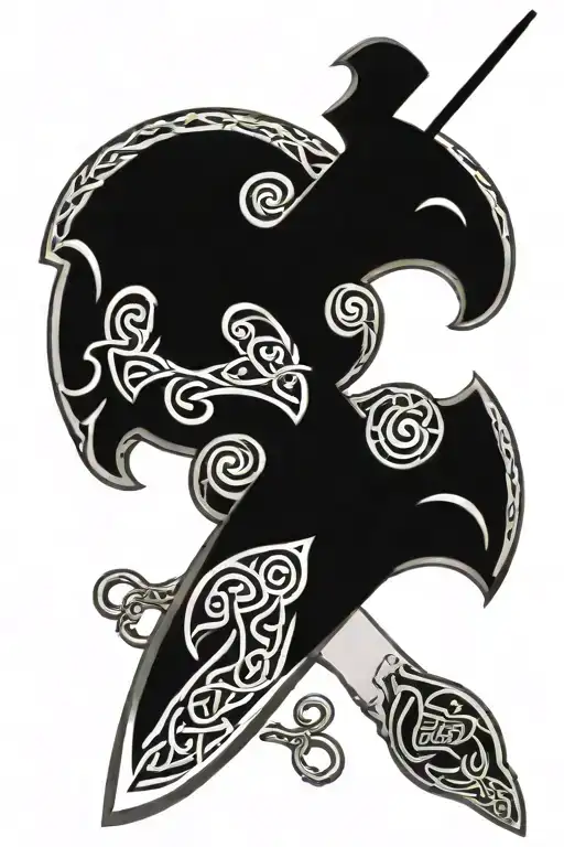celtic pattern on knife tattoo design idea
