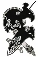 celtic pattern on knife tattoo design idea