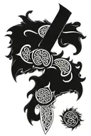 celtic pattern on knife tattoo design idea