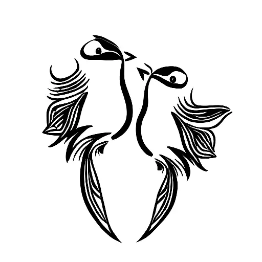 two birds soulmate with flowers surrounding  tattoo design idea