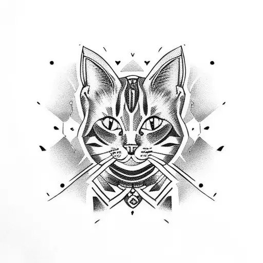 cat anime  tattoo design idea
