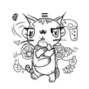 cat anime  tattoo design idea