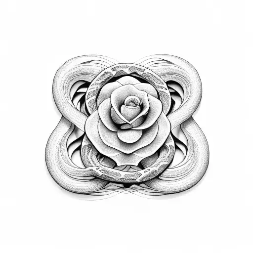 A 3D art representation of a snake intertwined with a flower tattoo design idea