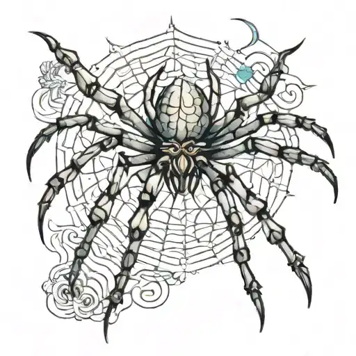 spider under thumb tattoo design idea