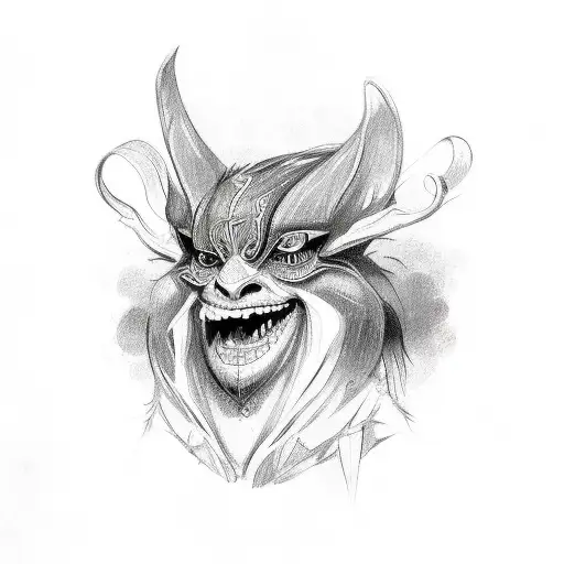 A lithuanian folklore creature in a sketch style tattoo design idea